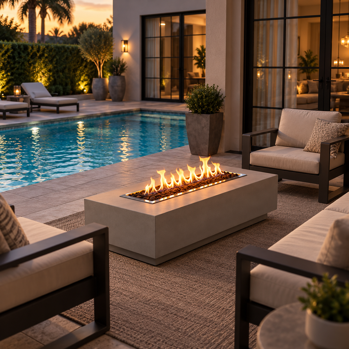 ElectraBlaze rectangular outdoor fire pit table